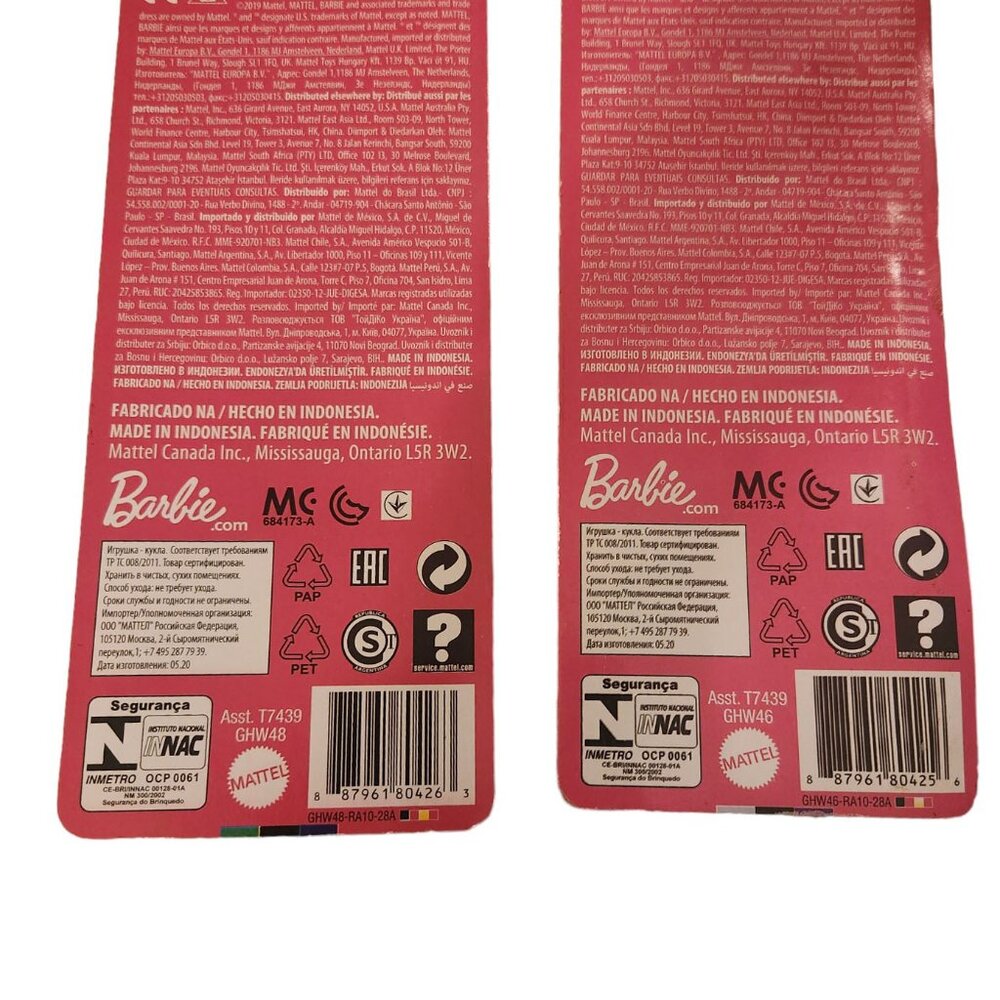(2) Barbie Dolls Pink and Blue Heart-Print Dress Platform Sneakers GHW46/48 New - Picture 3 of 7